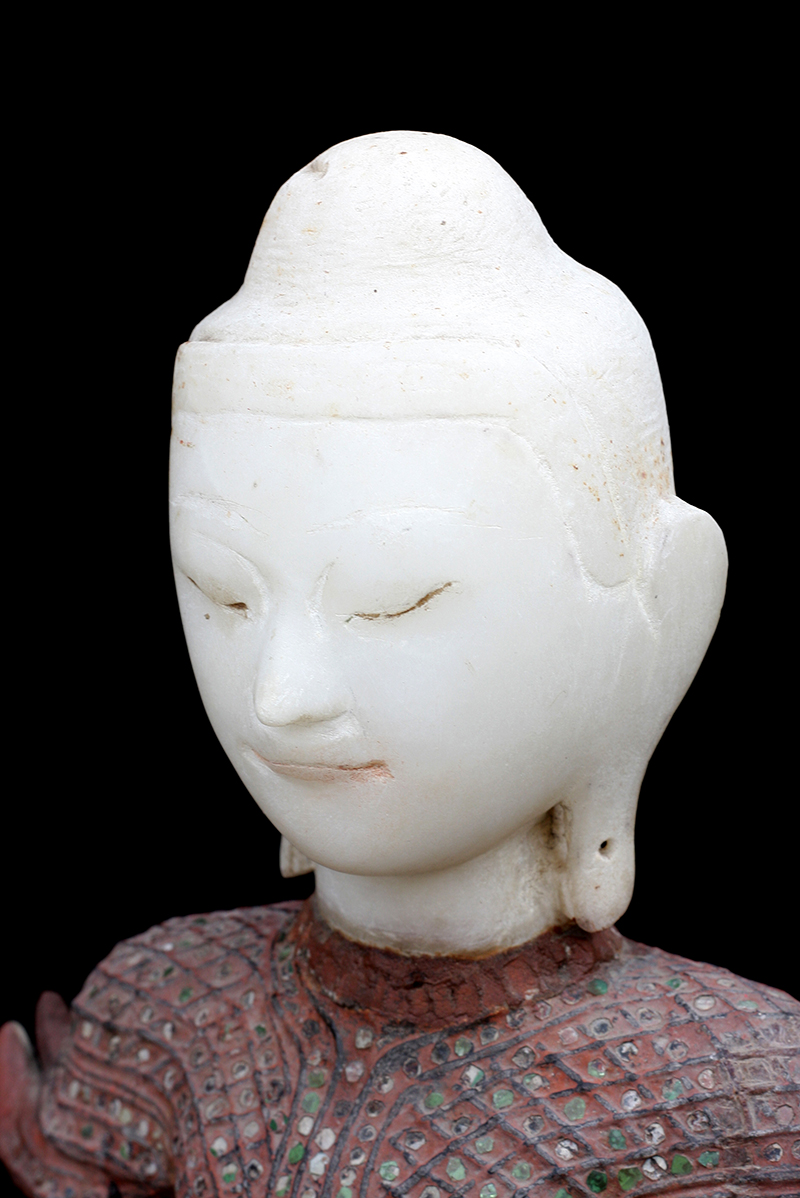 Extremely Rare 19C Wood Burmese Mandalay Buddha #DW009